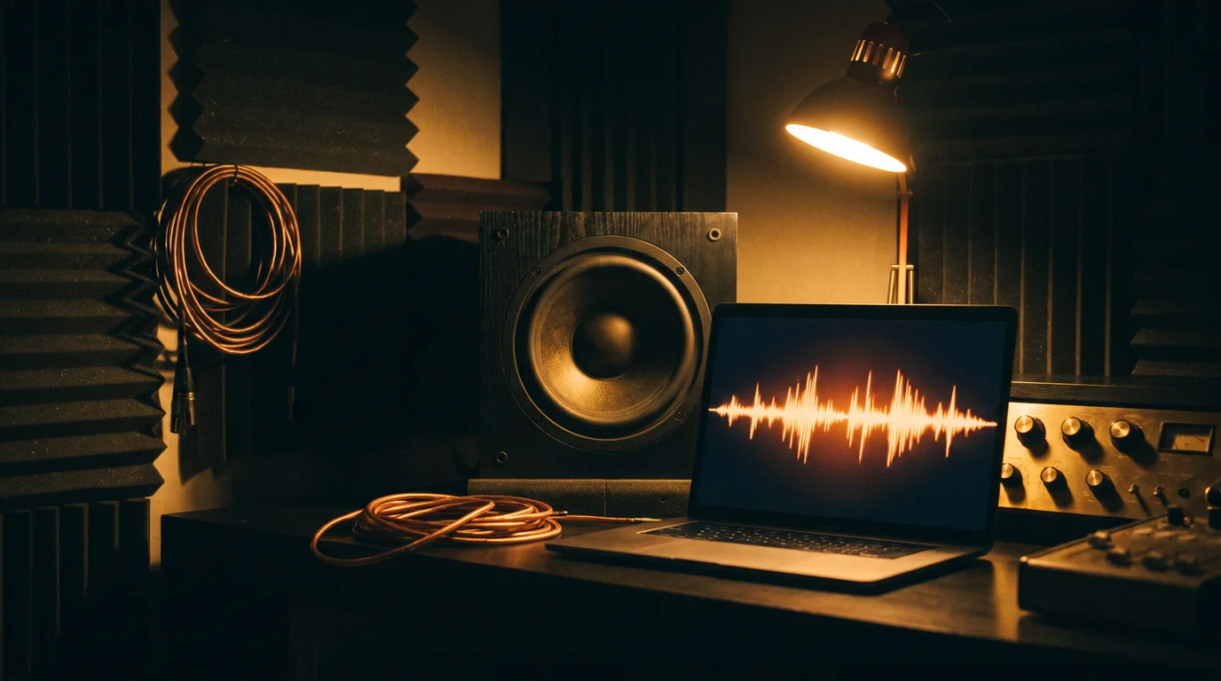 Realistic beatmaker studio setup for making modern trap beats