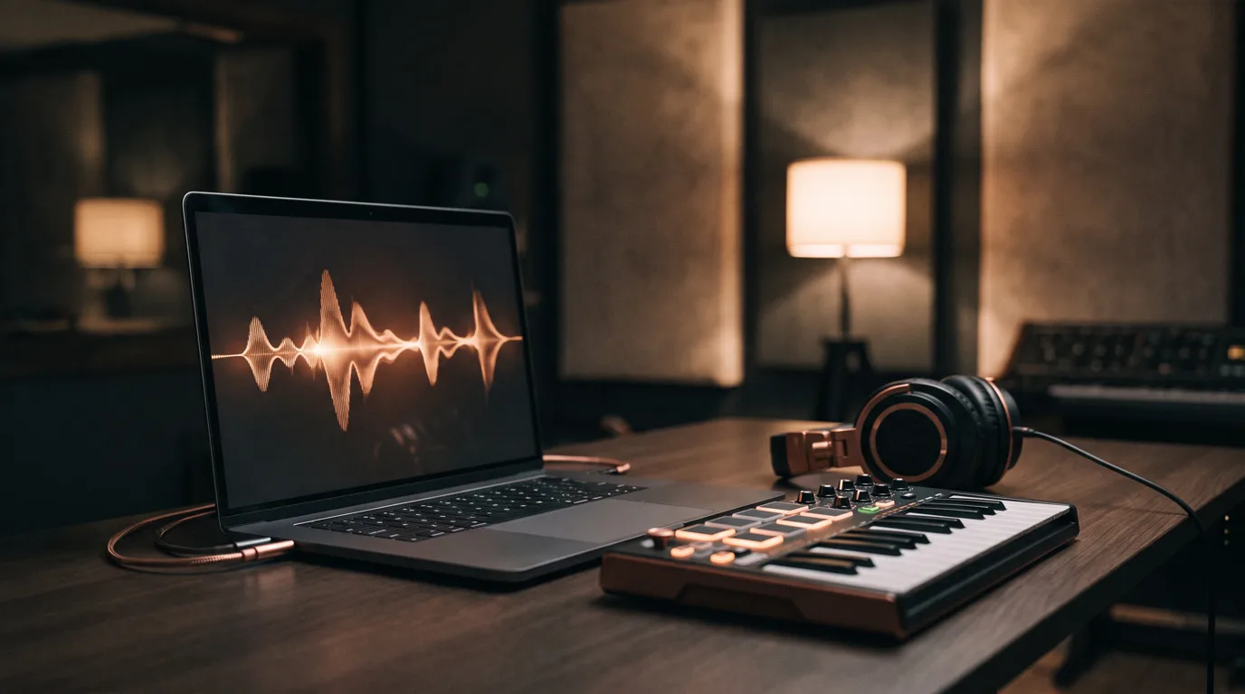 Beatmaker workstation running a Suno AI sampling workflow